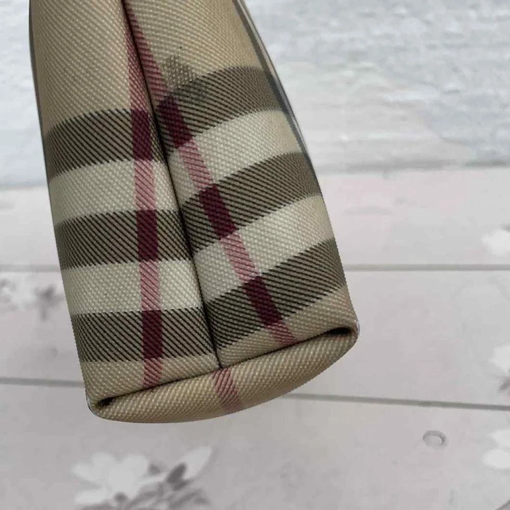 Burberry Beige and Black Check Cosmetic Bag